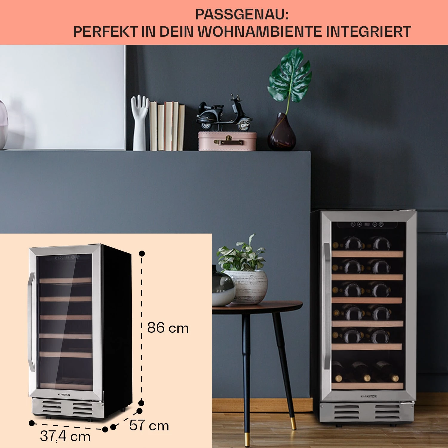 Vinovilla 29 Built-In Weinkühlschrank 81 L / 29 Fl. Glastür Edelstahl 8 Vinovilla 29 Built-In Weinkühlschrank 81 L / 29 Fl. Glastür Edelstahl – Bild 6