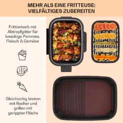 Combo Air Grill-Heißluftfritteuse 5 Programme 1500 Watt 4,5 L Grillkorb 2,5 L Frittierkorb -Klarstein 10041330 de 0004 usp