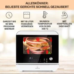 Vita Pro Heißluftfritteuse Dampfgaren 2450 W 18 Ltr 800 Ml Wassertank -Klarstein 10041334 de 0003 usp