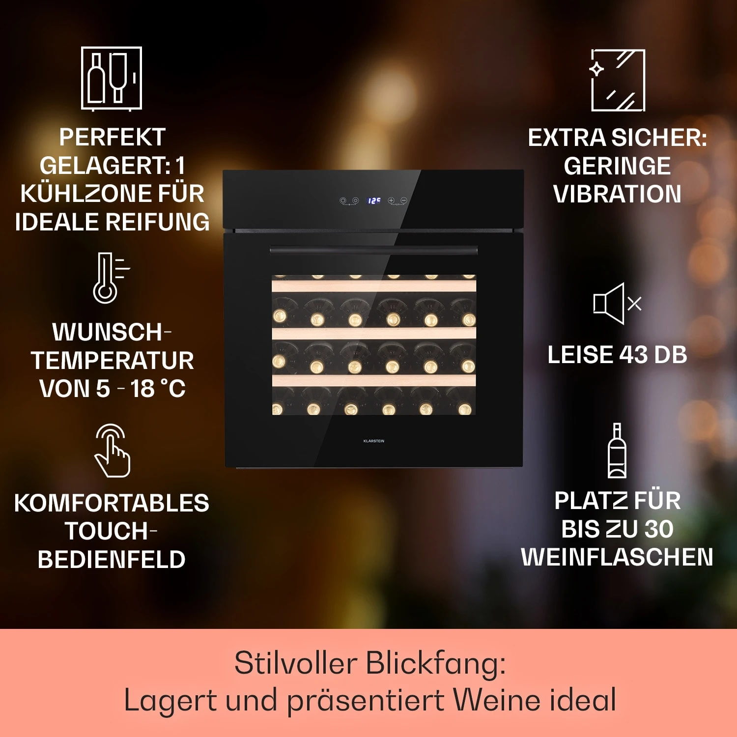 Vinsider 30 Built-In Uno Einbau-Weinkühlschrank 30 Flaschen 77 Ltr Edelstahl 4 Vinsider 30 Built-In Uno Einbau-Weinkühlschrank 30 Flaschen 77 Ltr Edelstahl – Bild 2