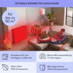Sanford Smart Ölradiator 2500 W Leistung Wochentimer LED-Display Touch-Panel Klarstein-App -Klarstein 10041358 de 0005 usp