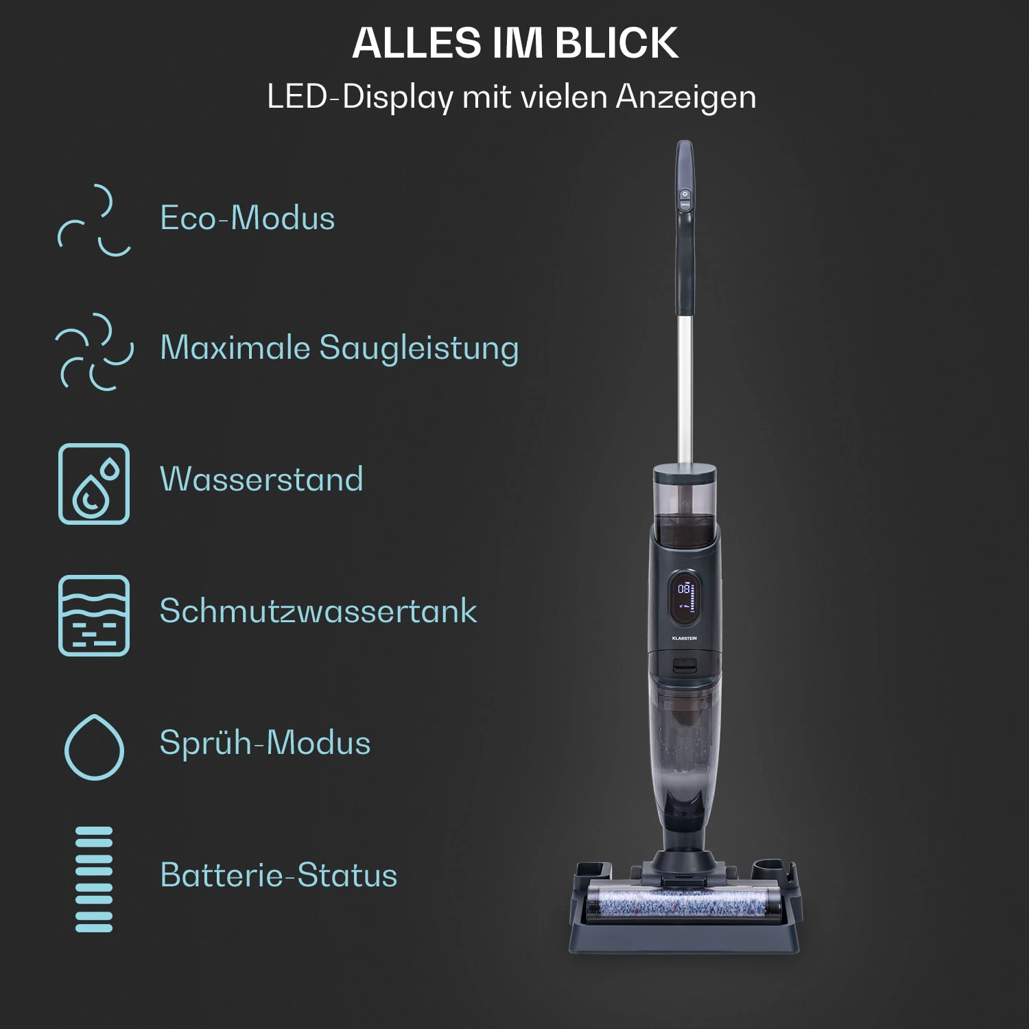 Caswell Plus Nass-/Trockensauger Kabellos Akkubetrieben LED-Display 7 Caswell Plus Nass-/Trockensauger Kabellos Akkubetrieben LED-Display – Bild 5