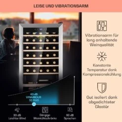 Vinamour 32 Uno Weinkühlschrank 1 Zone 95 L / 36 Flaschen 4-18°C Touch -Klarstein 10041393 de 0004 usp