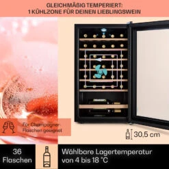 Barossa 32 Uno Weinkühlschrank 1 Zone 95 Liter / 36 Flaschen Touch-Display -Klarstein 10041395 de 0003 usp