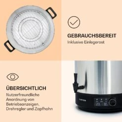 Abbey 40 Einkochautomat Getränkespender 40L 100°C 180min Edelstahl 15 Abbey 40 Einkochautomat Getränkespender 40L 100°C 180min Edelstahl -Klarstein 10041839 de 0006 logo