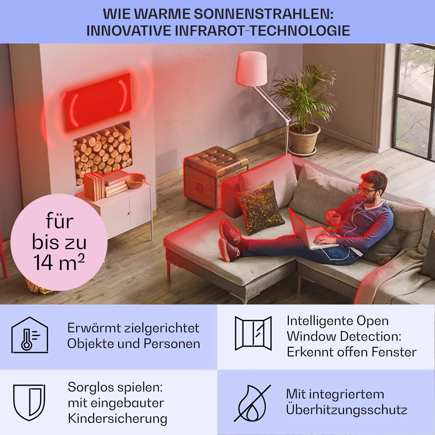 Taal Smart Hybrid-Infrarot-Heizung 105x56cm 750W Wochentimer IP24 6 Taal Smart Hybrid-Infrarot-Heizung 105x56cm 750W Wochentimer IP24 – Bild 4
