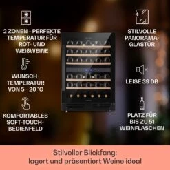 Vinovilla 50 Duo Zweizonen-Weinkühlschrank 53l 17 Fl. 3-Farben Glastür -Klarstein 10041899 de 0002 usp