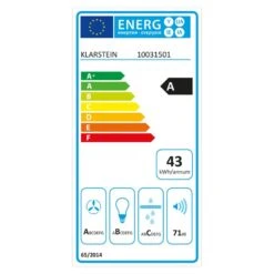Finessa Dunstabzugshaube Umluftset 90cm 635 M³/h 2 Aktivkohlefilter -Klarstein 60002301 energy label