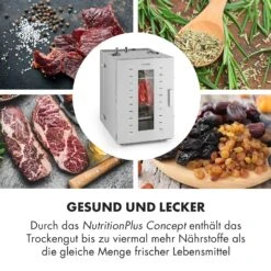 Master Jerky 16 Dörrautomat + Fleischhaken Set 1500W 40-90 °C 15h-Timer Edelstahl Silber -Klarstein 60002668 de 0005 logo