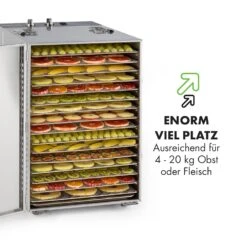 Master Jerky 16 Dörrautomat + Fleischhaken Set 1500W 40-90 °C 15h-Timer Edelstahl Silber -Klarstein 60002668 de 0006 logo