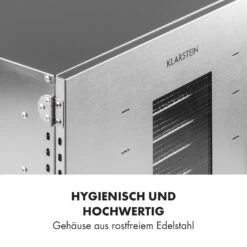 Master Jerky 16 Dörrautomat + Fleischhaken Set 1500W 40-90 °C 15h-Timer Edelstahl Silber -Klarstein 60002668 de 0007 logo